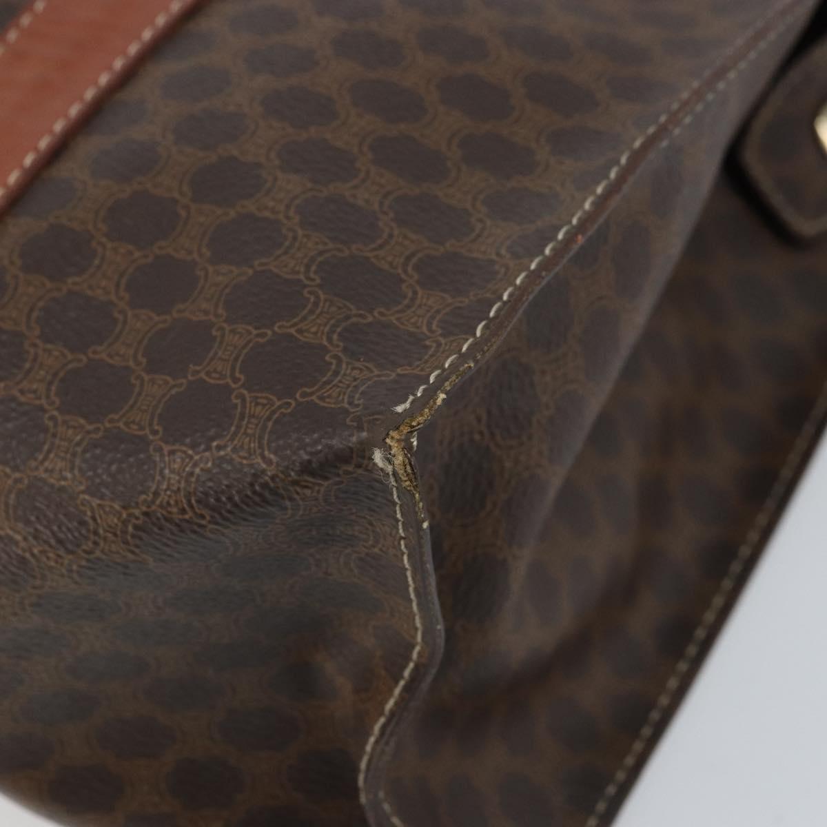 CELINE Macadam Canvas Tote Bag PVC Leather Brown Gold Auth ep13781