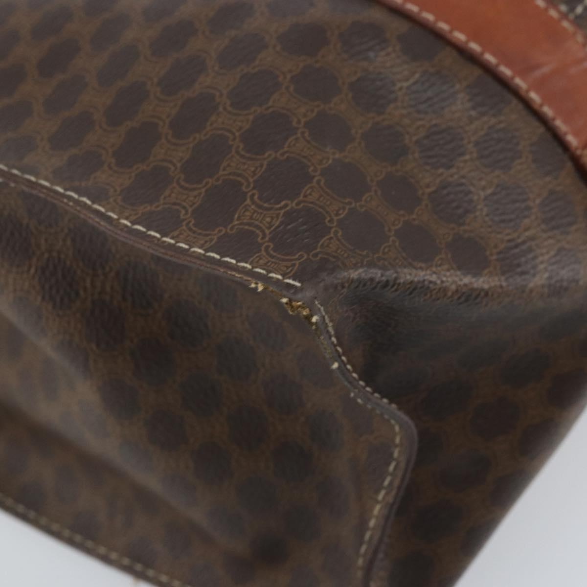 CELINE Macadam Canvas Tote Bag PVC Leather Brown Gold Auth ep13781