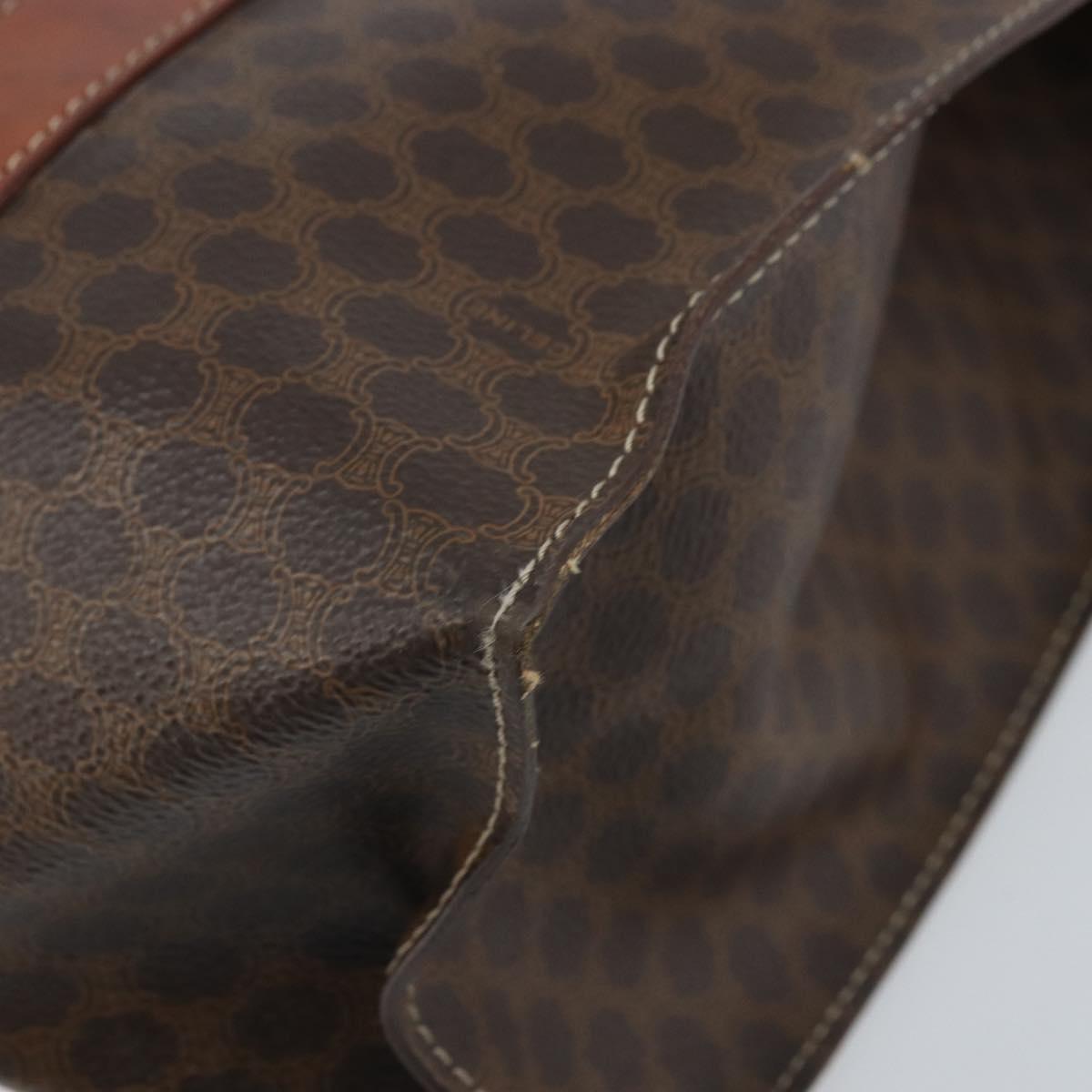 CELINE Macadam Canvas Tote Bag PVC Leather Brown Gold Auth ep13781