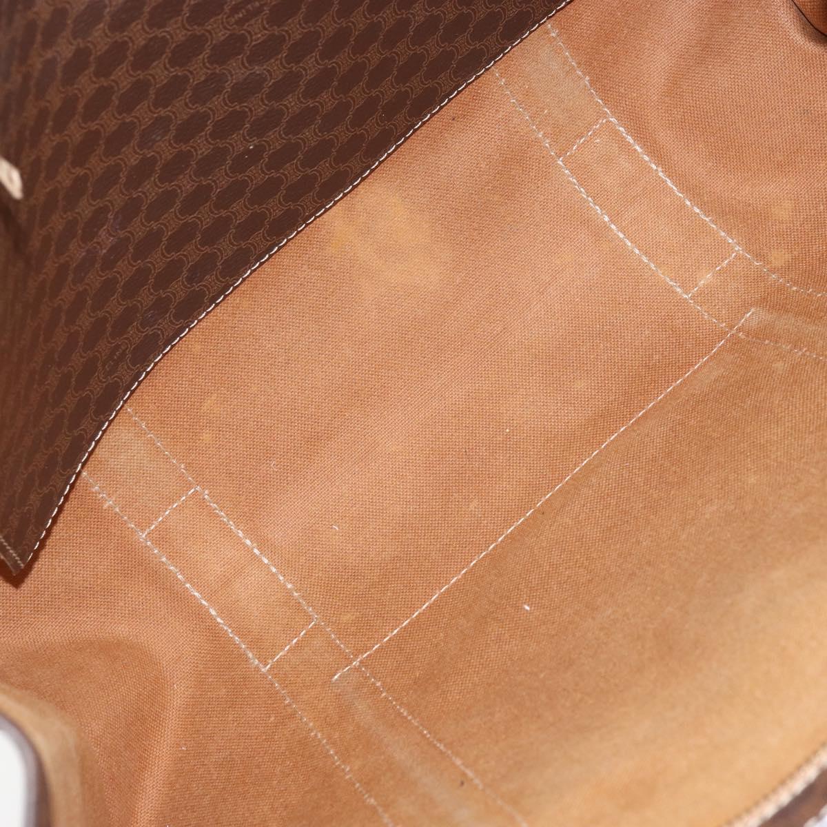 CELINE Macadam Canvas Tote Bag PVC Leather Brown Gold Auth ep13781