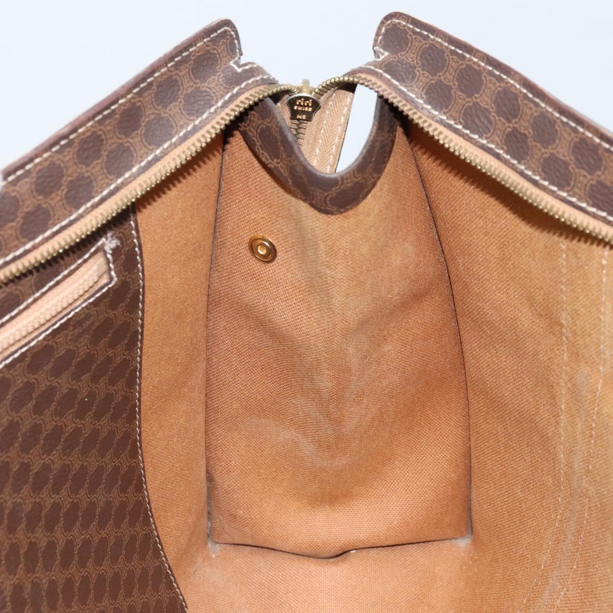 CELINE Macadam Canvas Tote Bag PVC Leather Brown Gold Auth ep13781