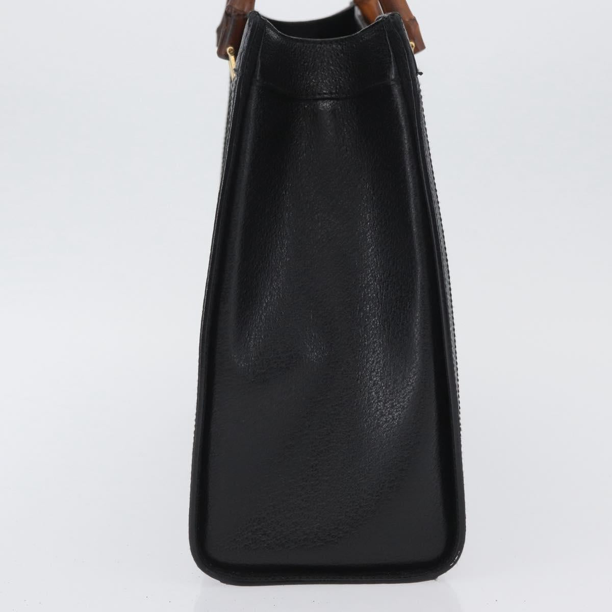 GUCCI Bamboo Hand Bag Leather Black Gold 002 1186 0260 Auth ep13783
