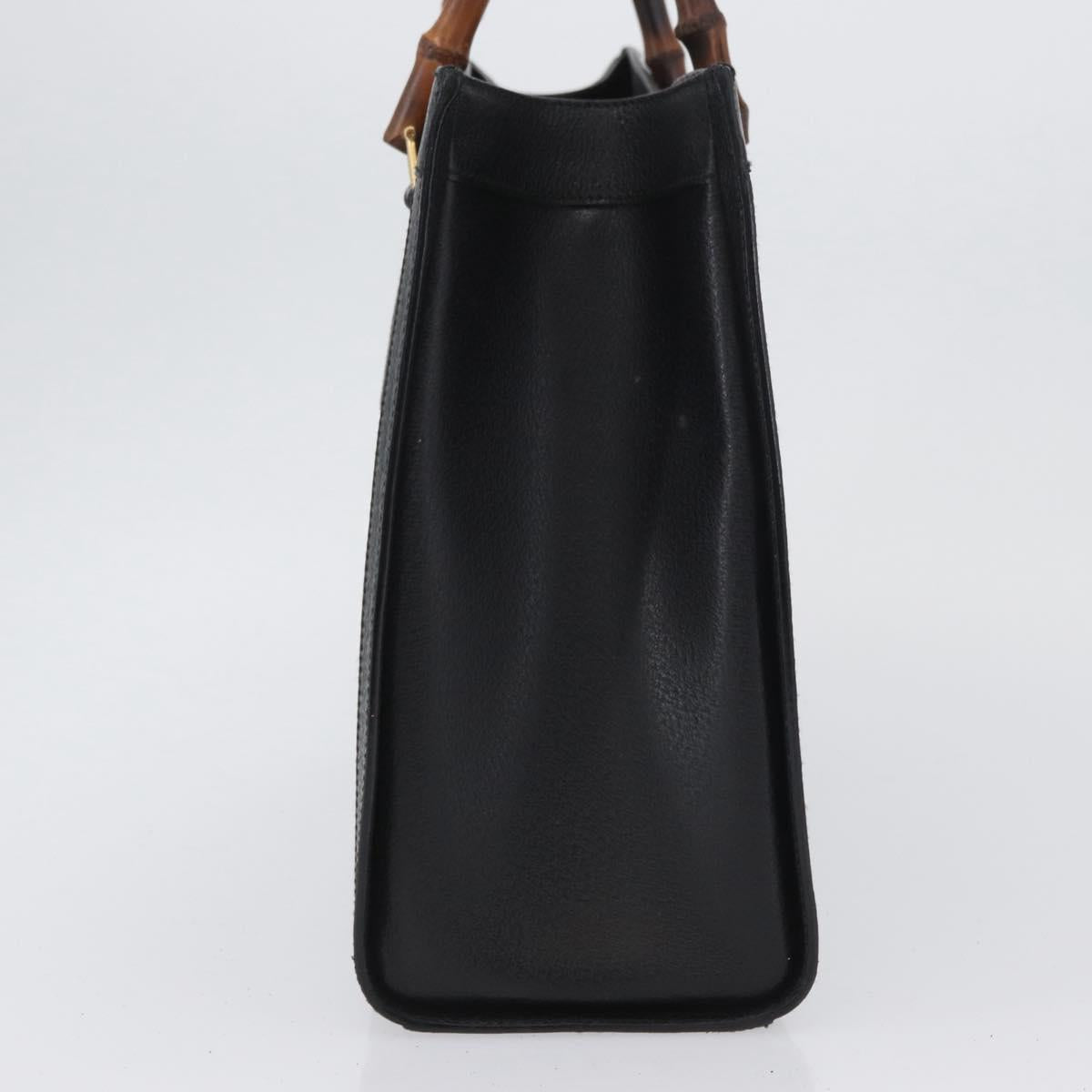 GUCCI Bamboo Hand Bag Leather Black Gold 002 1186 0260 Auth ep13783