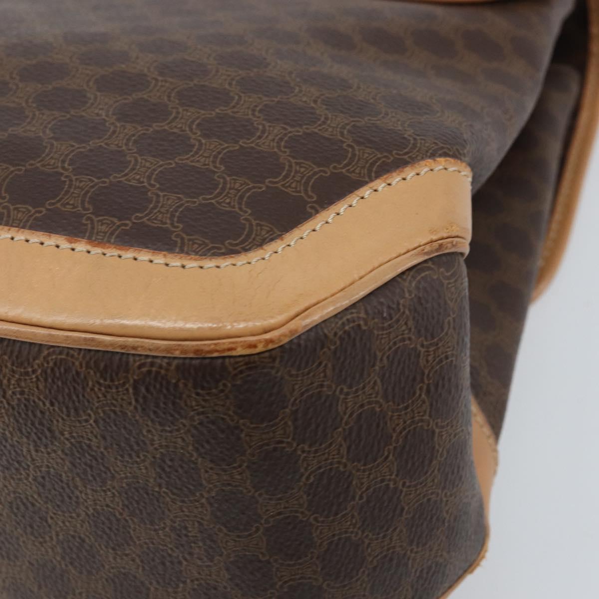 CELINE Macadam Canvas Hand Bag PVC Leather Brown Gold Auth ep13785