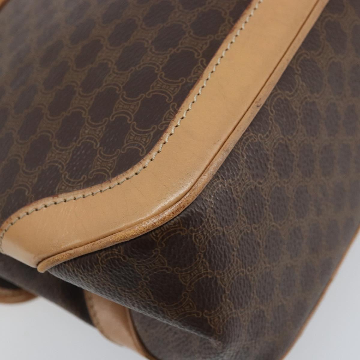 CELINE Macadam Canvas Hand Bag PVC Leather Brown Gold Auth ep13785