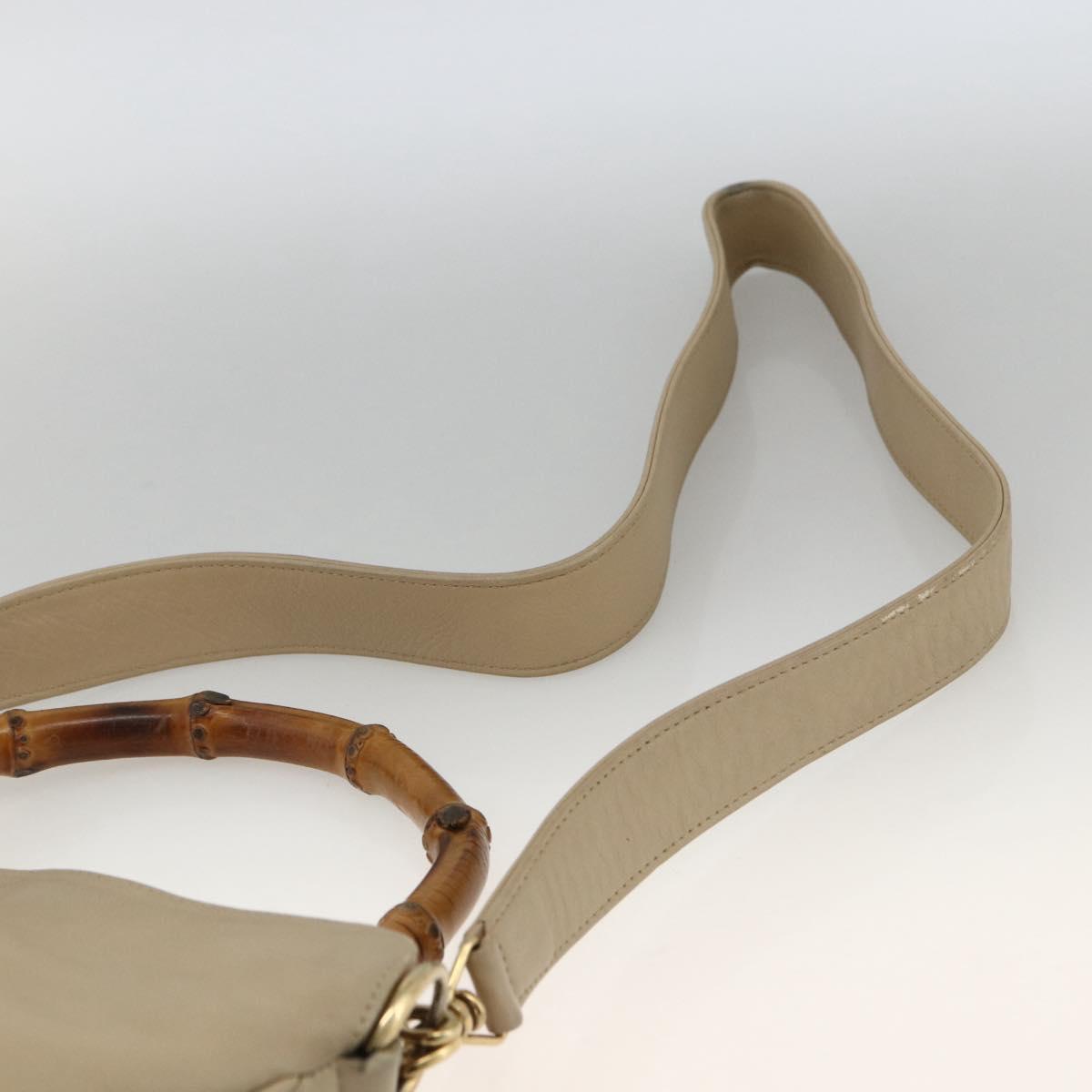 GUCCI Bamboo Hand Bag Leather 2way Beige Gold 001 1638 Auth ep13791