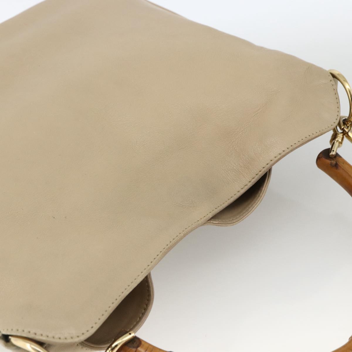GUCCI Bamboo Hand Bag Leather 2way Beige Gold 001 1638 Auth ep13791