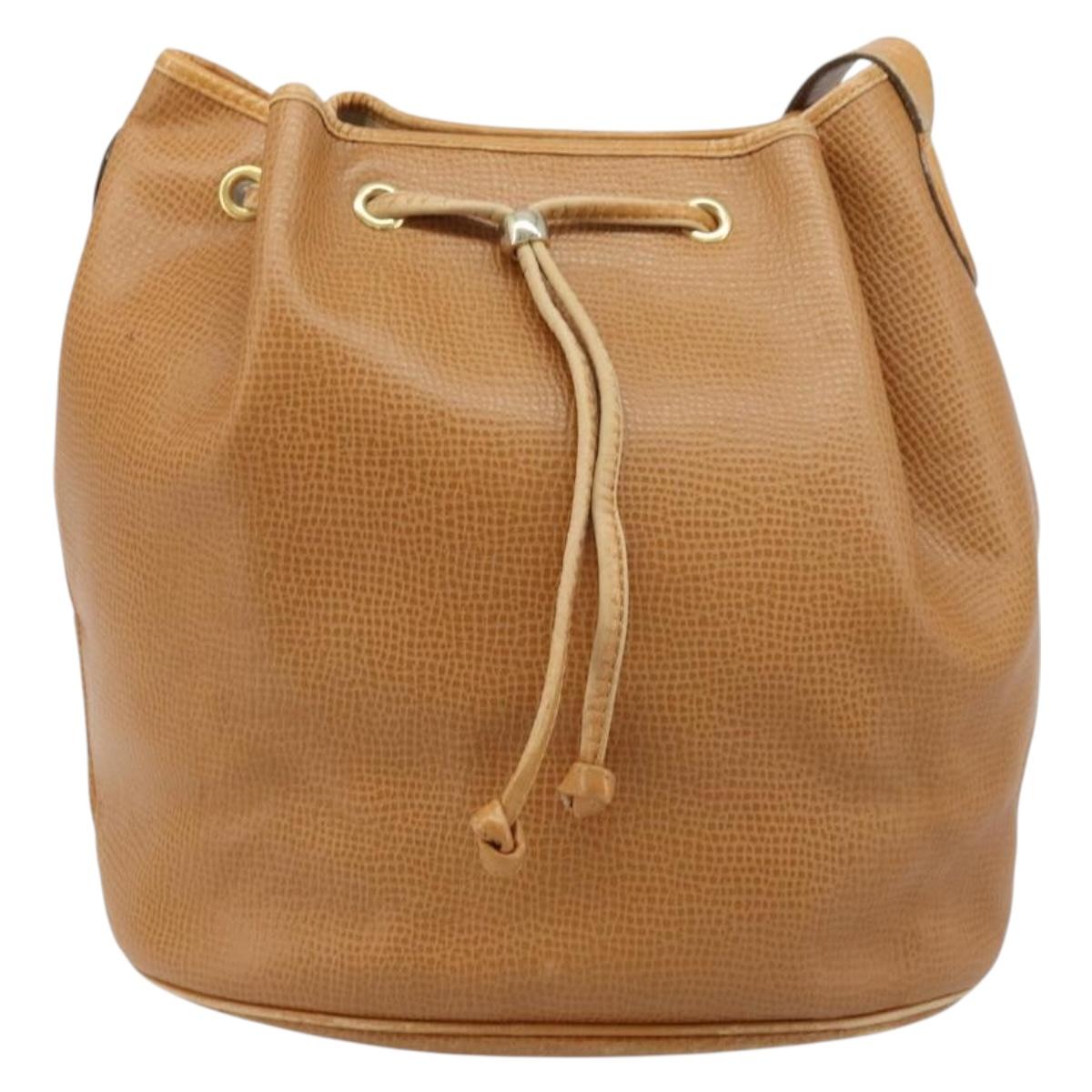 Christian Dior Shoulder Bag Leather Brown Gold Auth ep13792