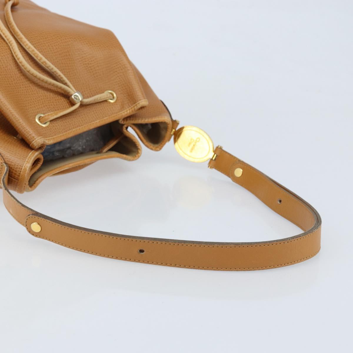 Christian Dior Shoulder Bag Leather Brown Gold Auth ep13792