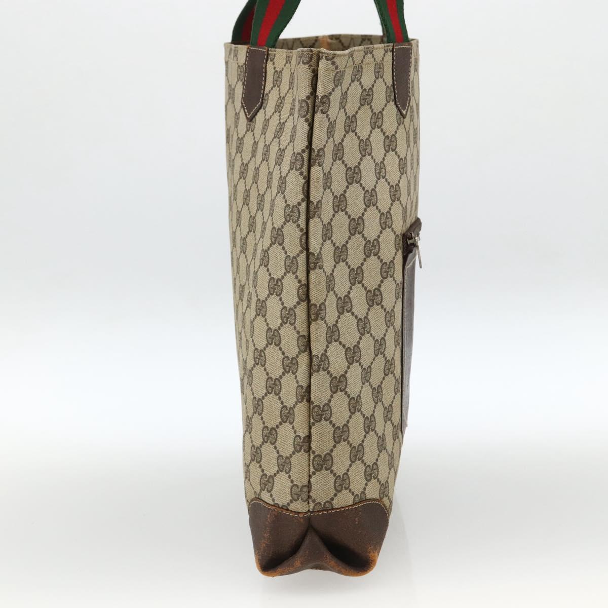 GUCCI GG Supreme Web Sherry Line Tote Bag PVC Beige Gold 010 378 Auth ep13796