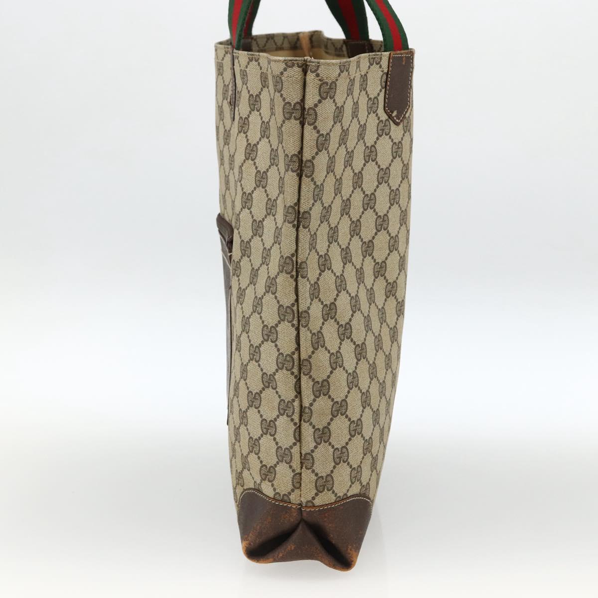 GUCCI GG Supreme Web Sherry Line Tote Bag PVC Beige Gold 010 378 Auth ep13796