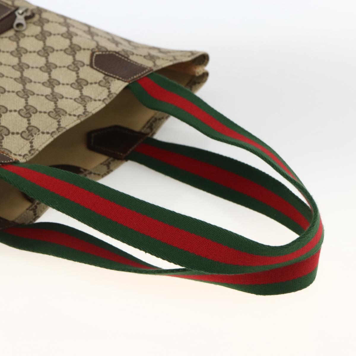 GUCCI GG Supreme Web Sherry Line Tote Bag PVC Beige Gold 010 378 Auth ep13796