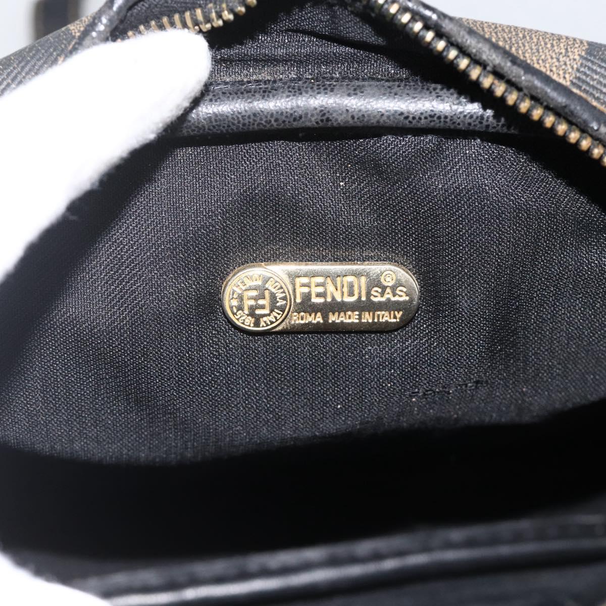 FENDI Pecan Canvas Shoulder Bag PVC Brown Black Auth ep13800