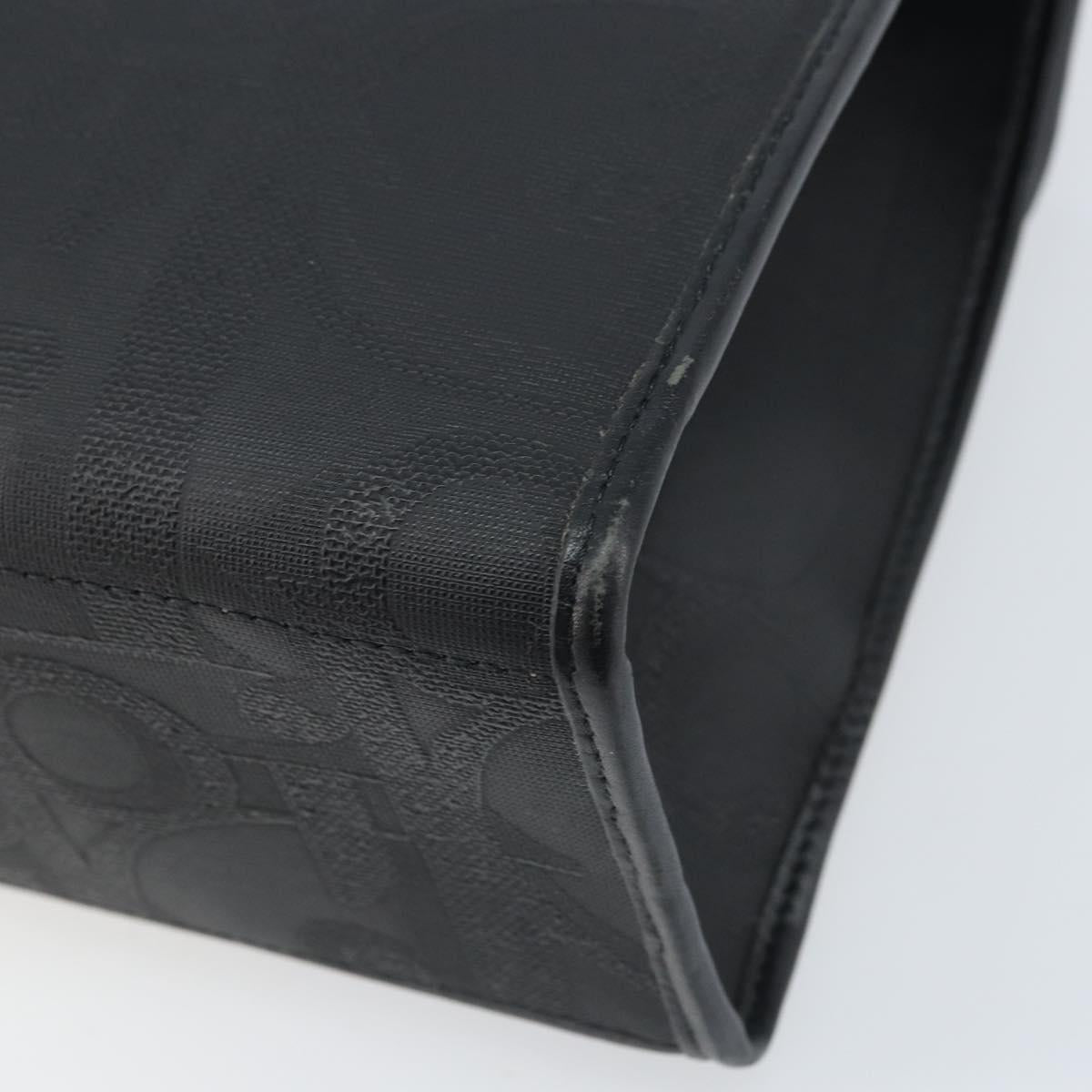 Christian Dior Trotter Canvas Hand Bag PVC Black Gold Auth ep13801