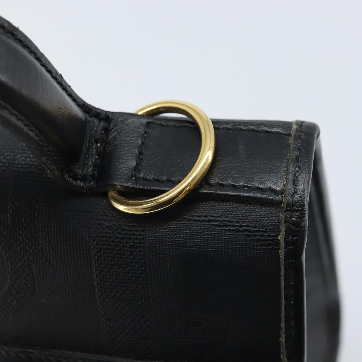 Christian Dior Trotter Canvas Hand Bag PVC Black Gold Auth ep13801