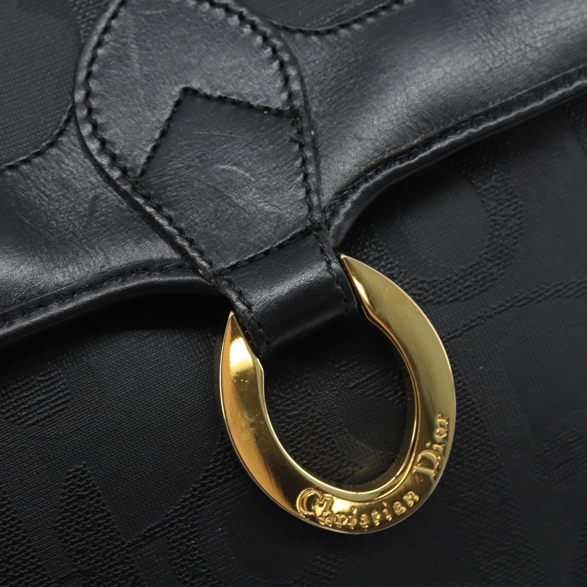 Christian Dior Trotter Canvas Hand Bag PVC Black Gold Auth ep13801