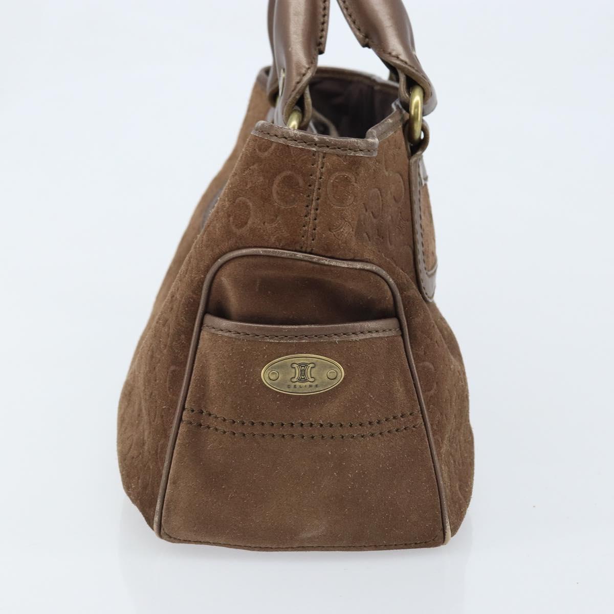 CELINE C Macadam Canvas Boogie Bag Hand Bag Suede Brown Gold Auth ep13802