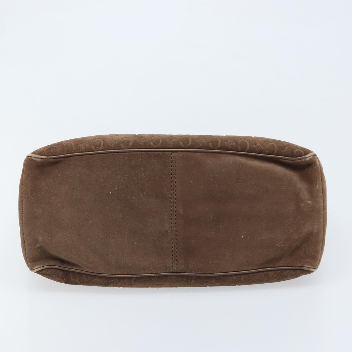 CELINE C Macadam Canvas Boogie Bag Hand Bag Suede Brown Gold Auth ep13802