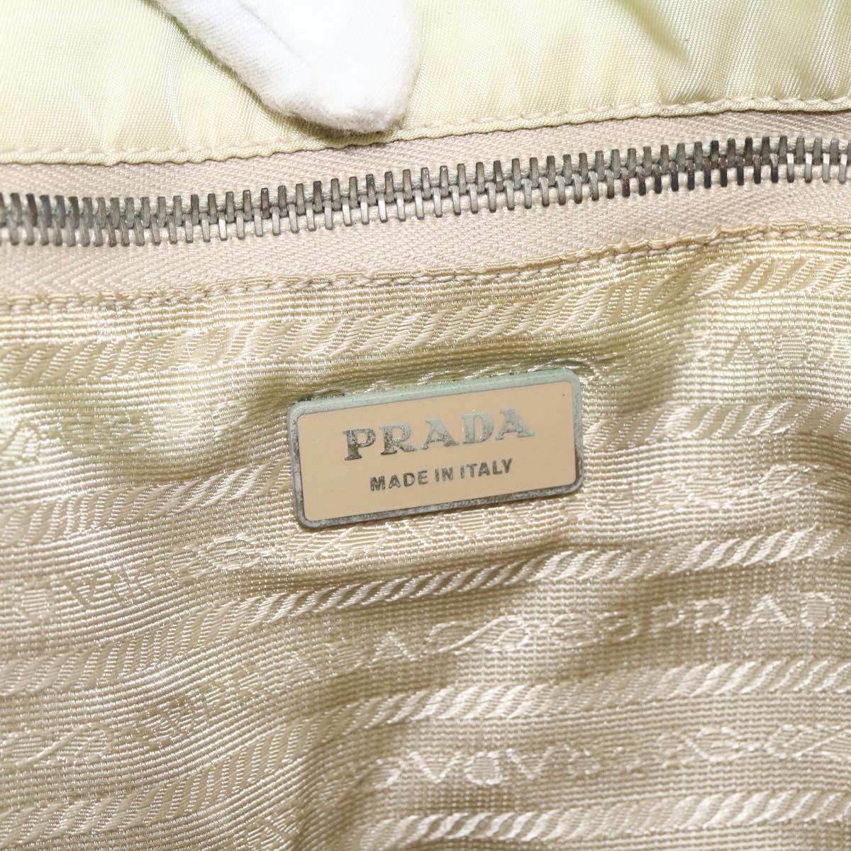 PRADA Tote Bag Nylon Ivory Silver Auth ep13808
