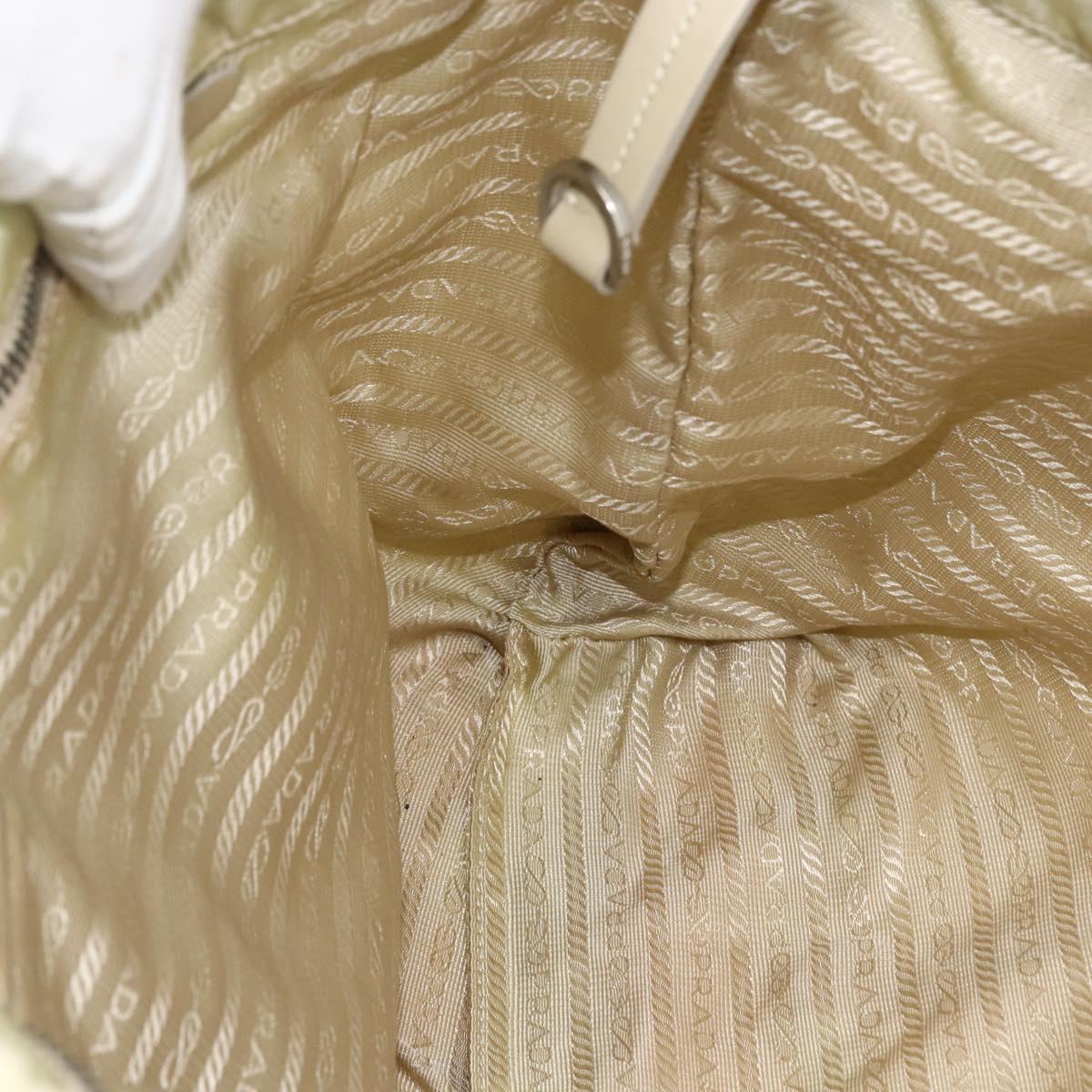 PRADA Tote Bag Nylon Ivory Silver Auth ep13808