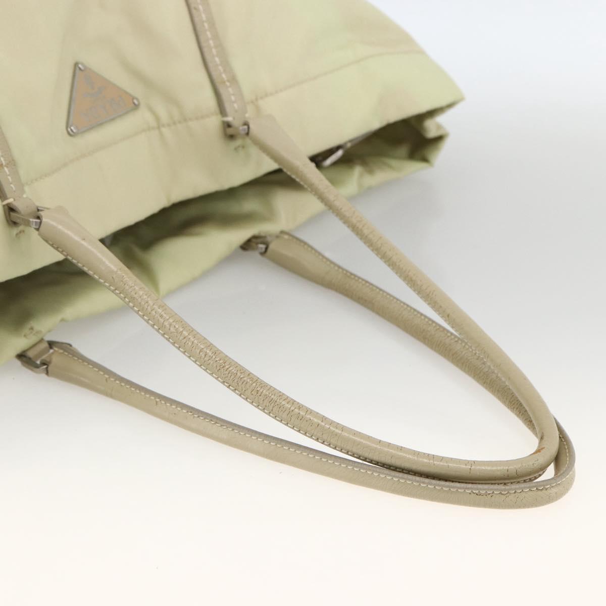 PRADA Tote Bag Nylon Ivory Silver Auth ep13808