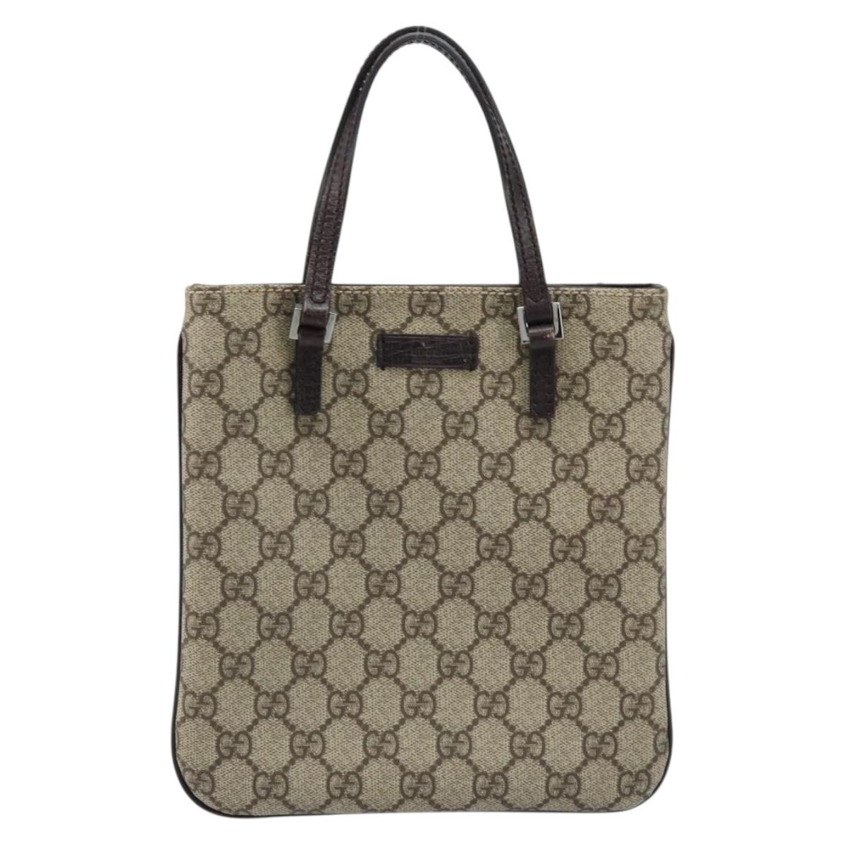 GUCCI GG Supreme Hand Bag PVC Beige 114600 Auth ep13815