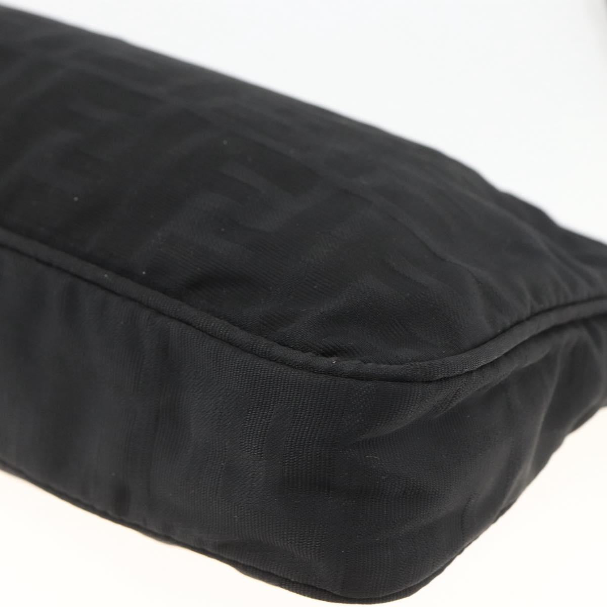 FENDI Zucca Canvas Shoulder Bag Nylon Black Silver Auth ep13819
