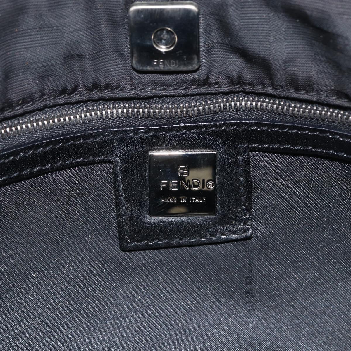FENDI Zucca Canvas Shoulder Bag Nylon Black Silver Auth ep13819