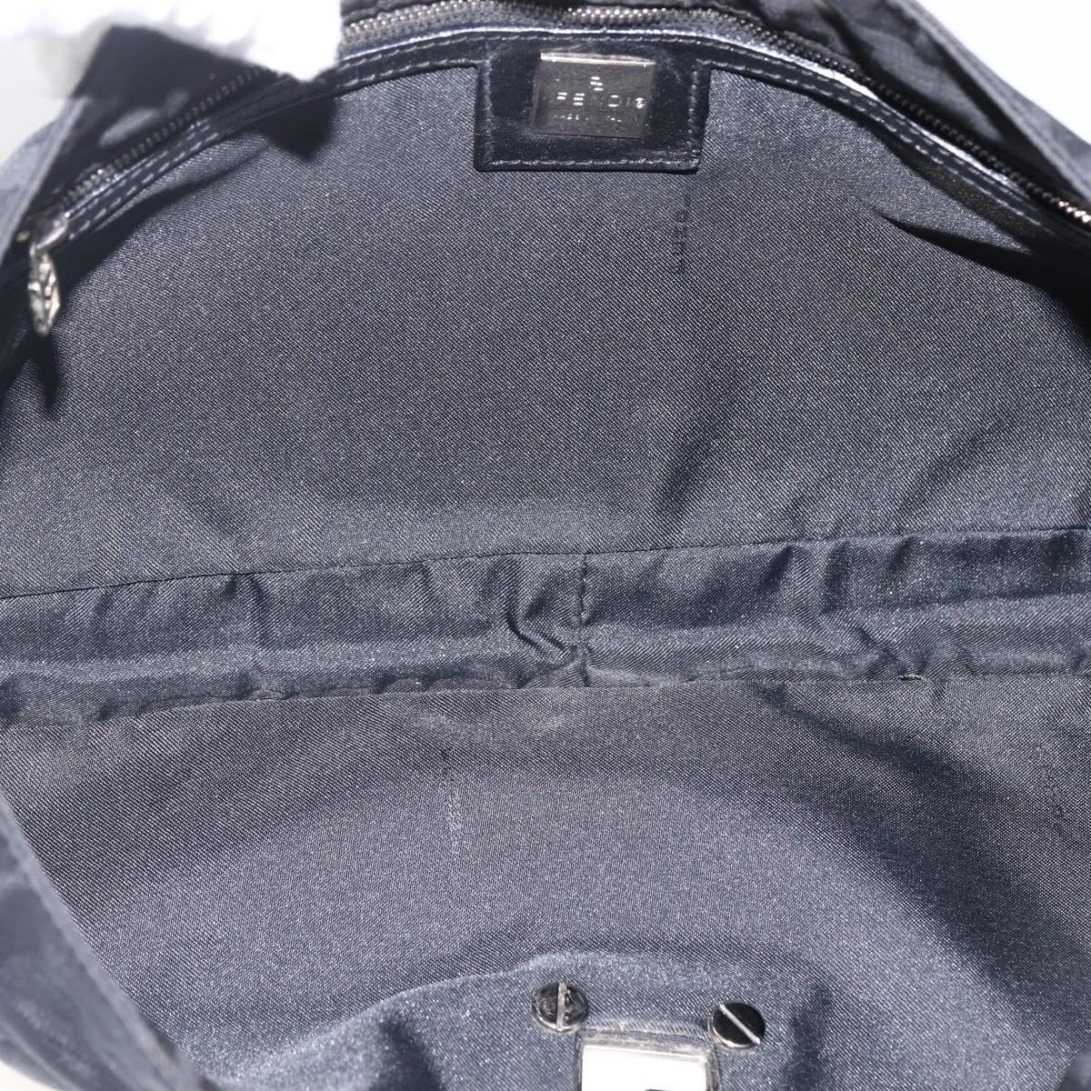 FENDI Zucca Canvas Shoulder Bag Nylon Black Silver Auth ep13819