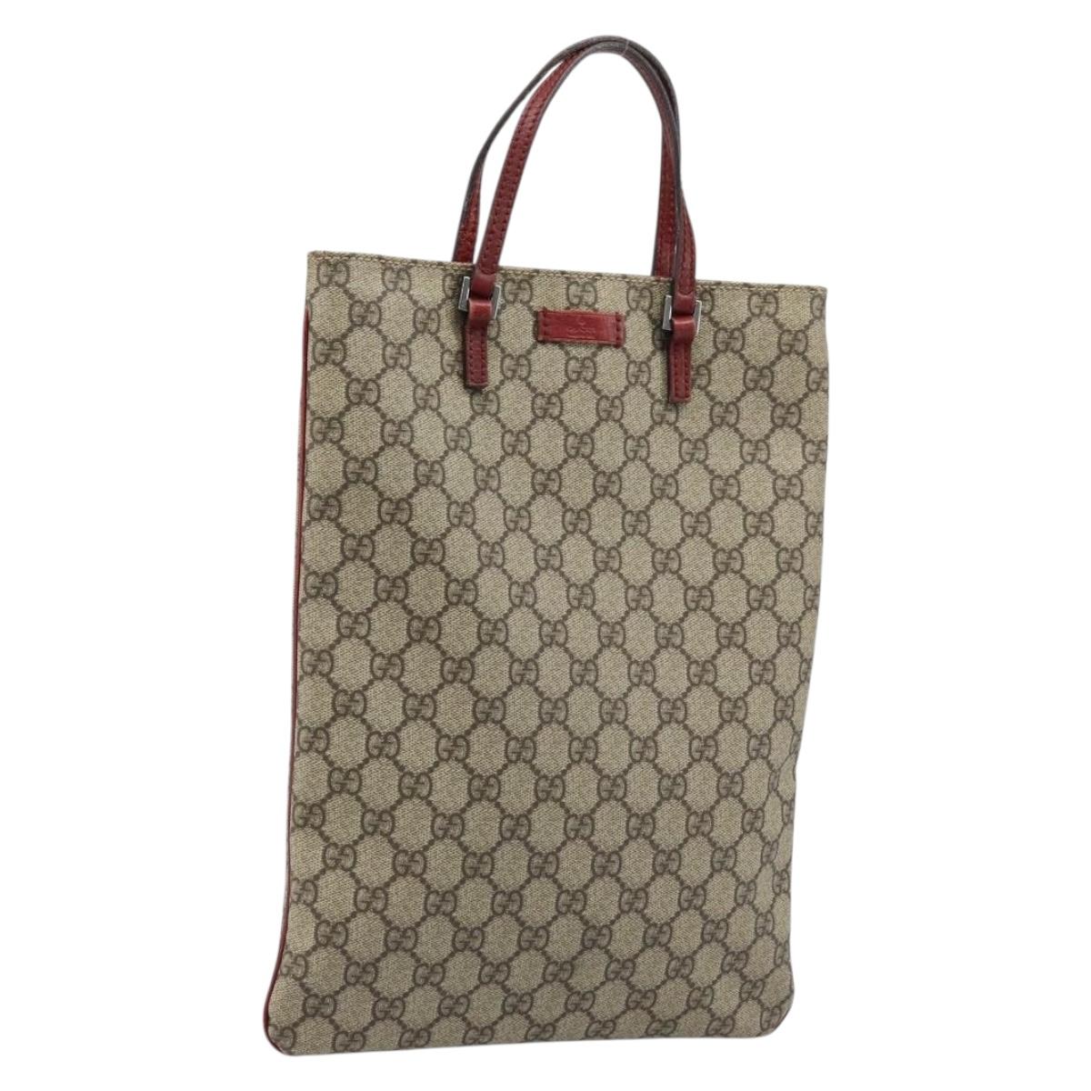 GUCCI GG Supreme Hand Bag PVC Beige Silver 117551 Auth ep13822
