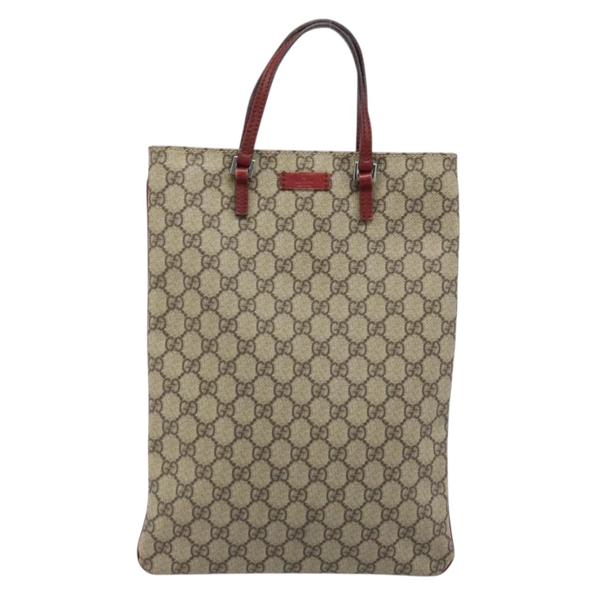 GUCCI GG Supreme Hand Bag PVC Beige Silver 117551 Auth ep13822