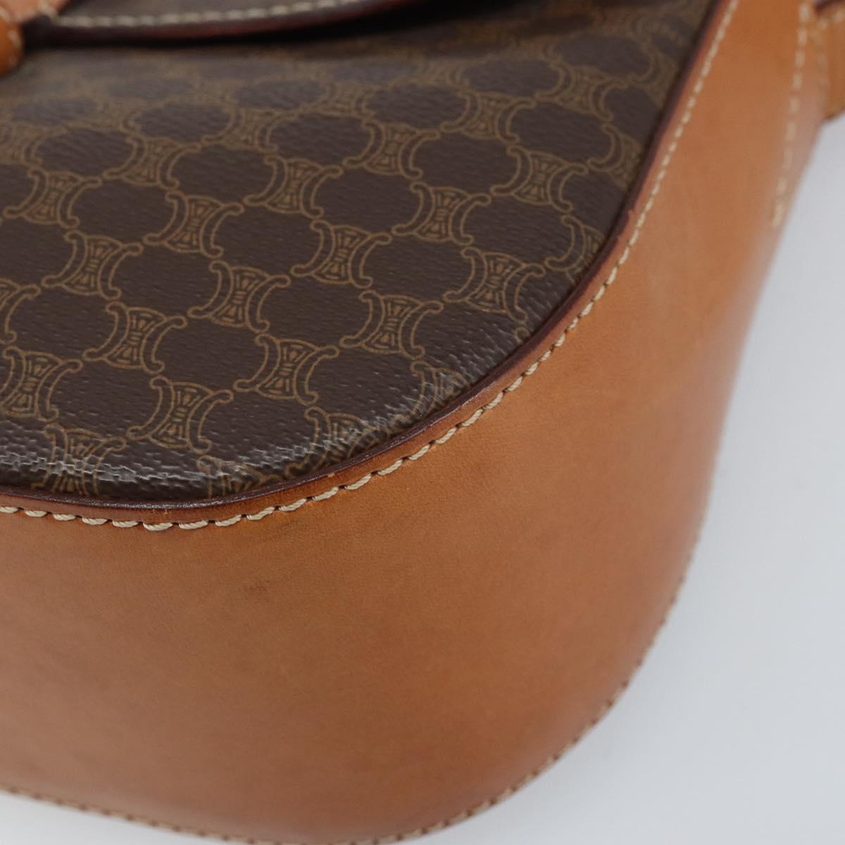 CELINE Macadam Canvas Shoulder Bag PVC Leather Brown Gold Auth ep13823A