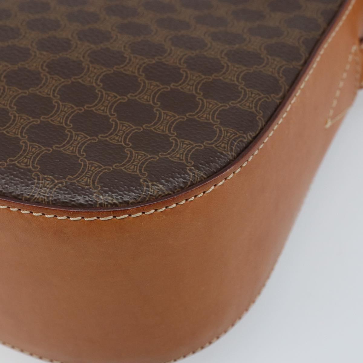 CELINE Macadam Canvas Shoulder Bag PVC Leather Brown Gold Auth ep13823A