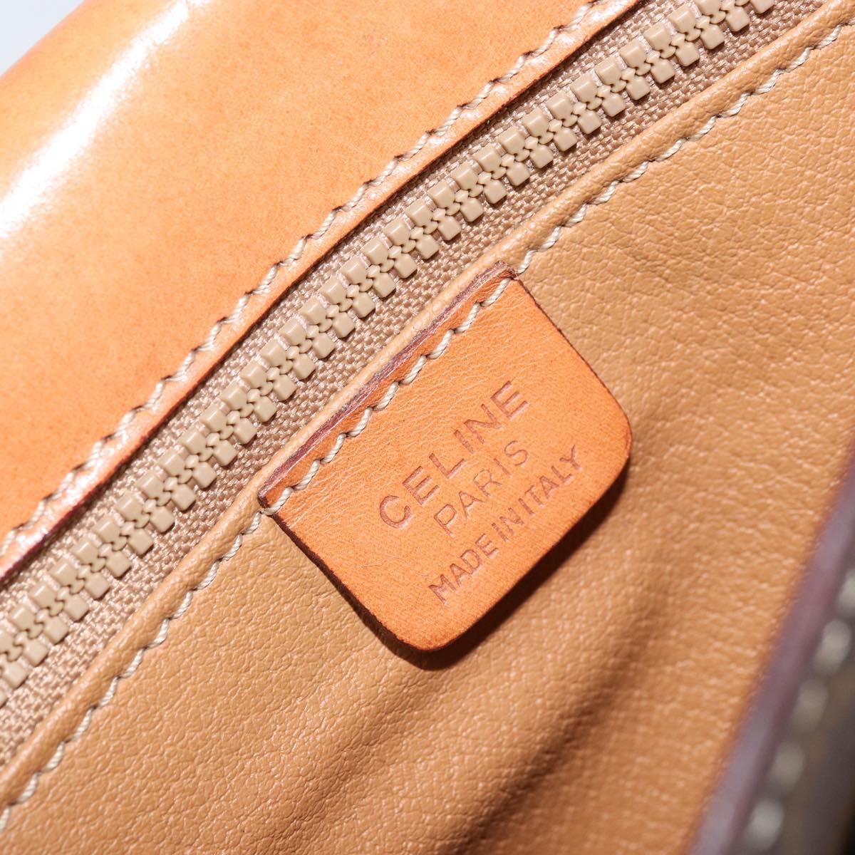 CELINE Macadam Canvas Shoulder Bag PVC Leather Brown Gold Auth ep13823A