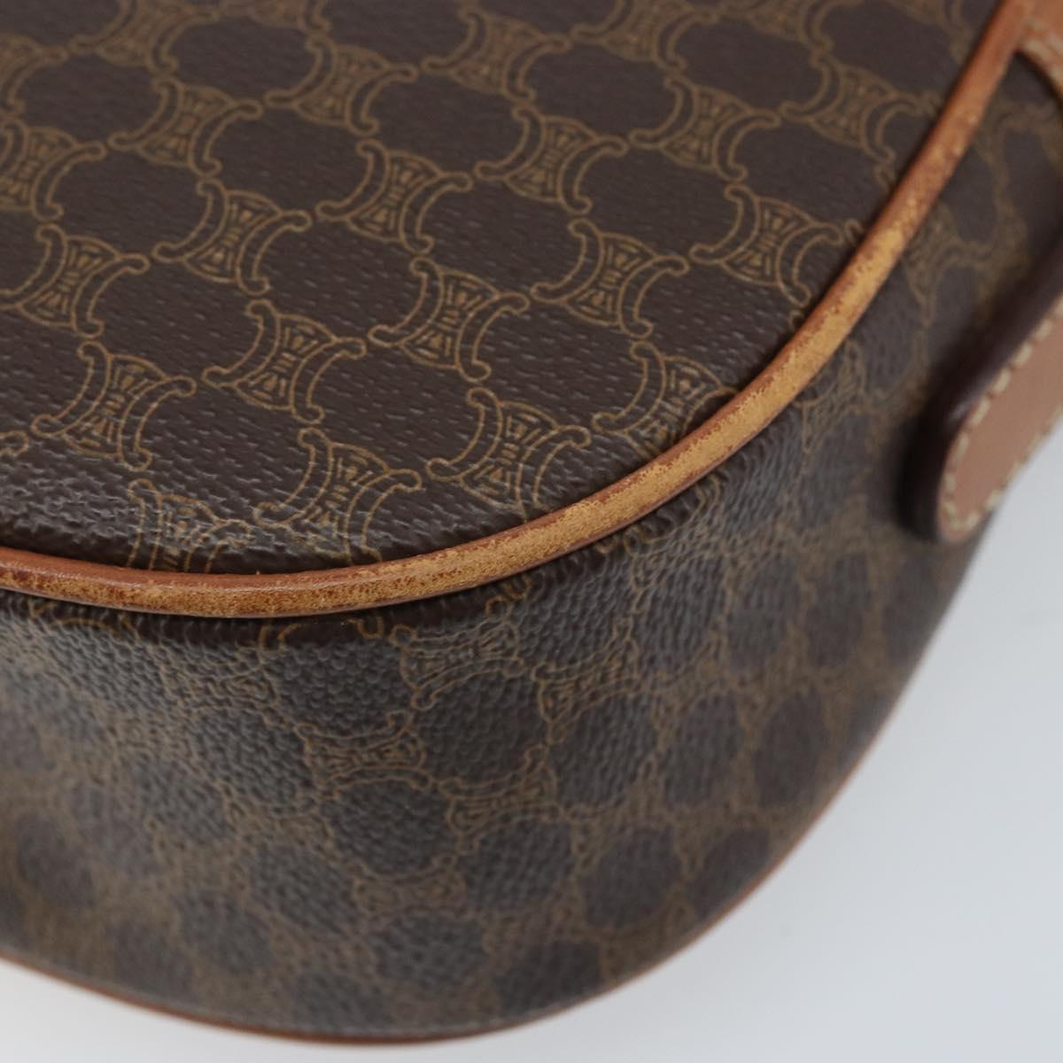 CELINE Macadam Canvas Shoulder Bag PVC Leather Brown Gold Auth ep13825A