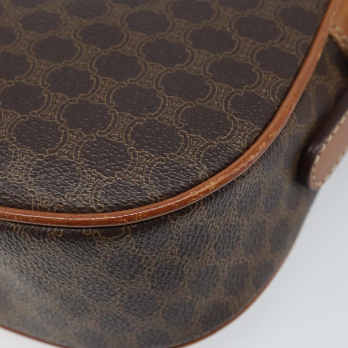 CELINE Macadam Canvas Shoulder Bag PVC Leather Brown Gold Auth ep13825A