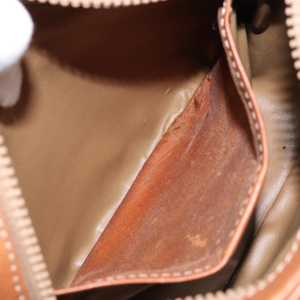 CELINE Macadam Canvas Shoulder Bag PVC Leather Brown Gold Auth ep13825A