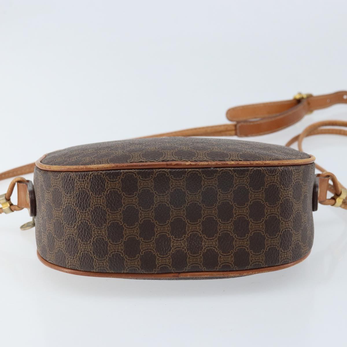 CELINE Macadam Canvas Shoulder Bag PVC Leather Brown Gold Auth ep13825A
