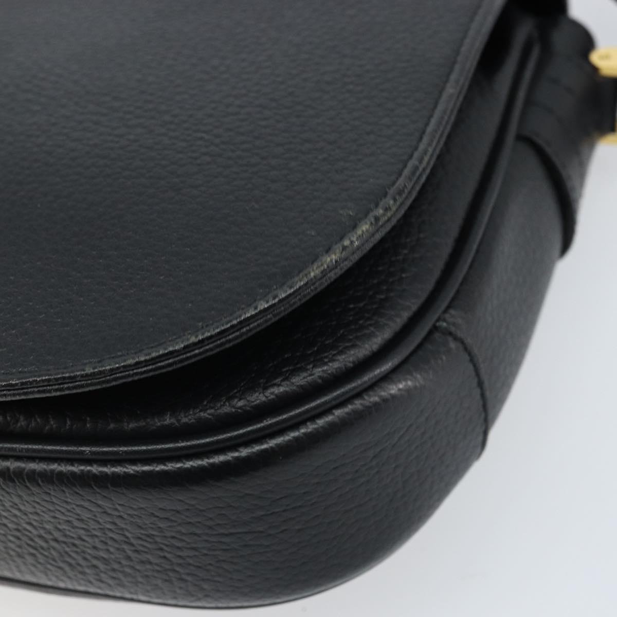 Burberrys Shoulder Bag Leather Black Gold Auth ep13827