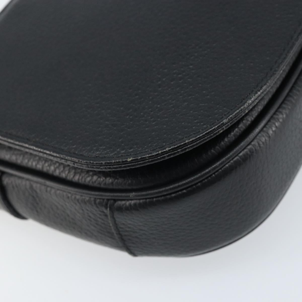 Burberrys Shoulder Bag Leather Black Gold Auth ep13827