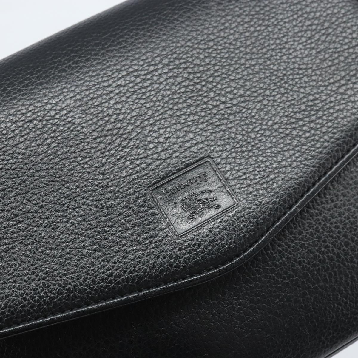 Burberrys Shoulder Bag Leather Black Gold Auth ep13827