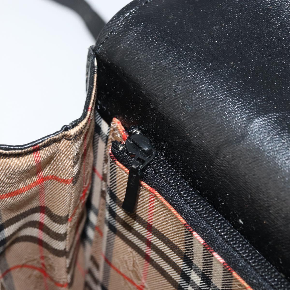 Burberrys Shoulder Bag Leather Black Gold Auth ep13827
