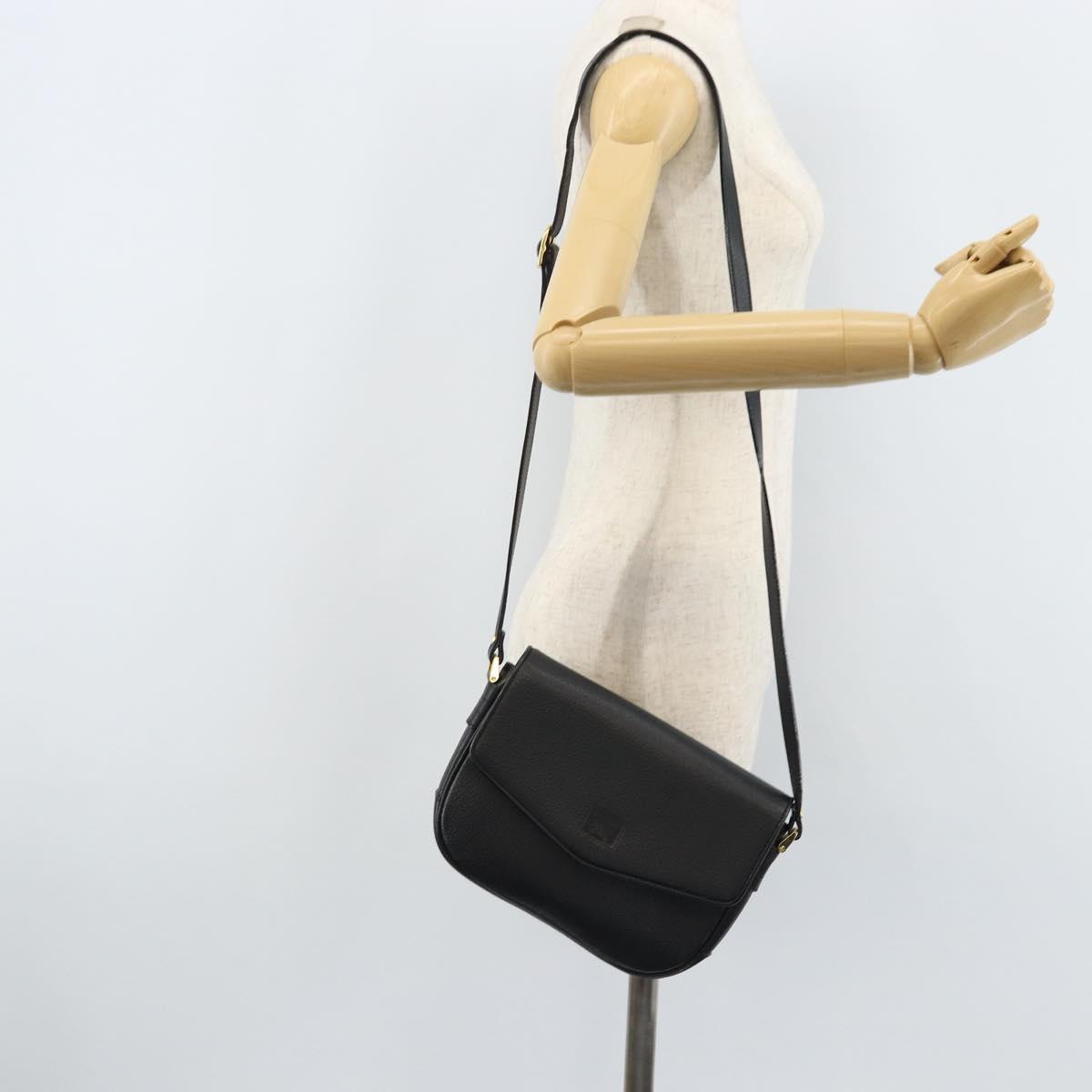 Burberrys Shoulder Bag Leather Black Gold Auth ep13827