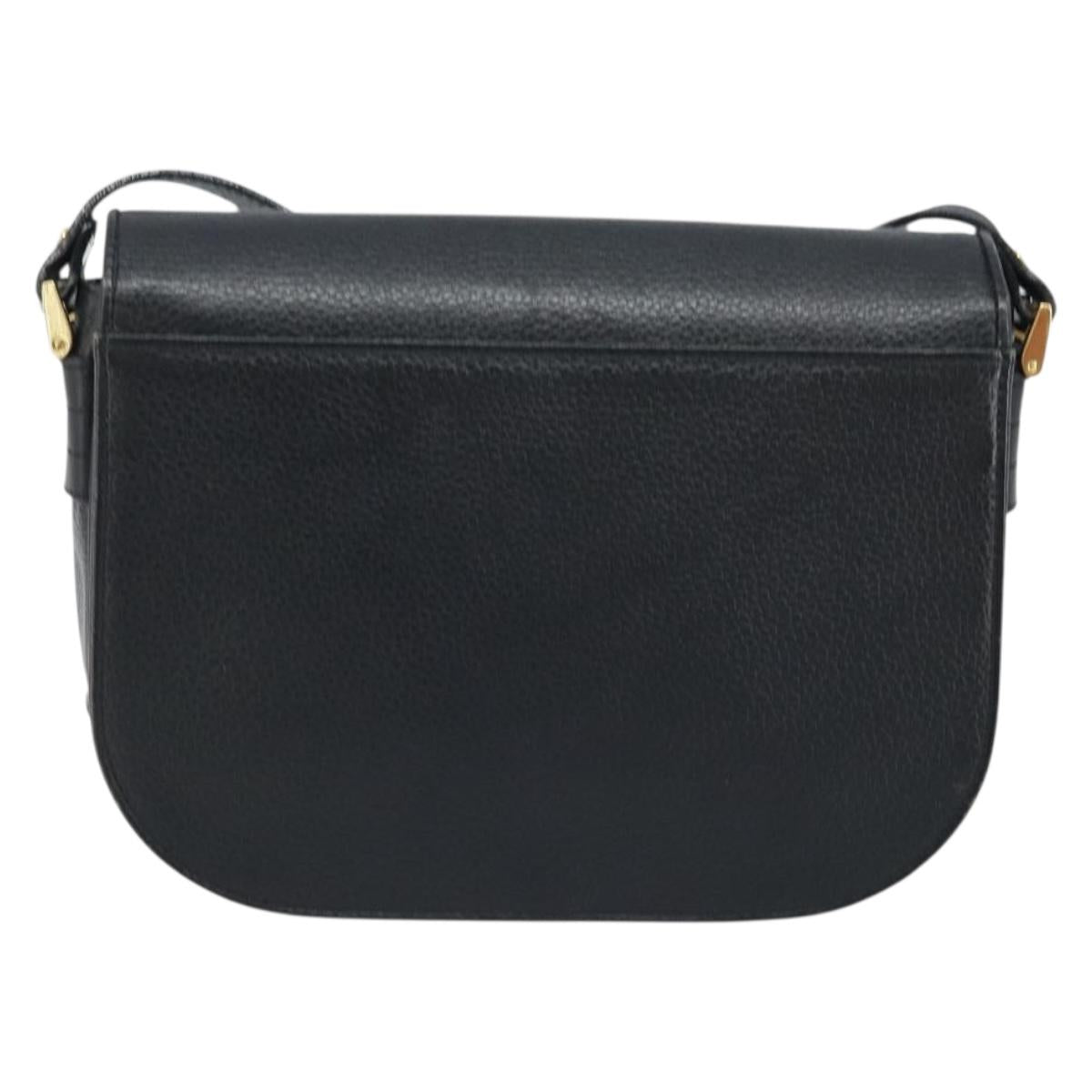 Burberrys Shoulder Bag Leather Black Gold Auth ep13827