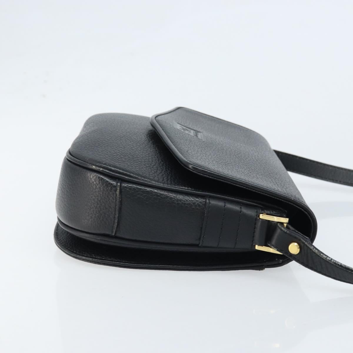 Burberrys Shoulder Bag Leather Black Gold Auth ep13827