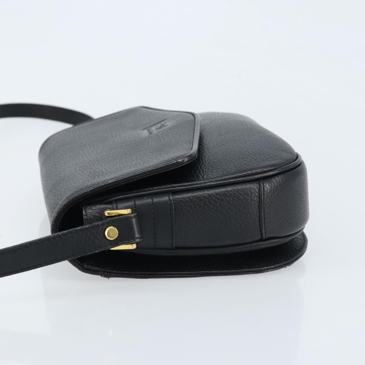 Burberrys Shoulder Bag Leather Black Gold Auth ep13827