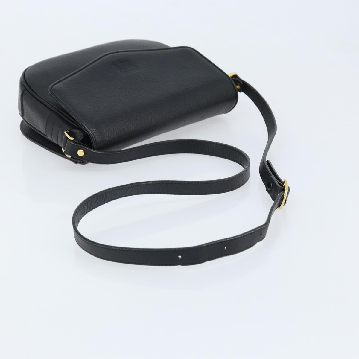 Burberrys Shoulder Bag Leather Black Gold Auth ep13827