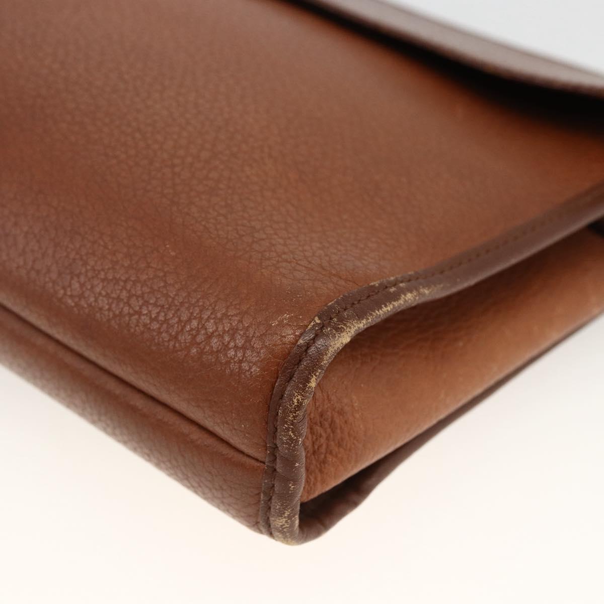 Burberrys Clutch Bag Leather Brown Auth ep13828