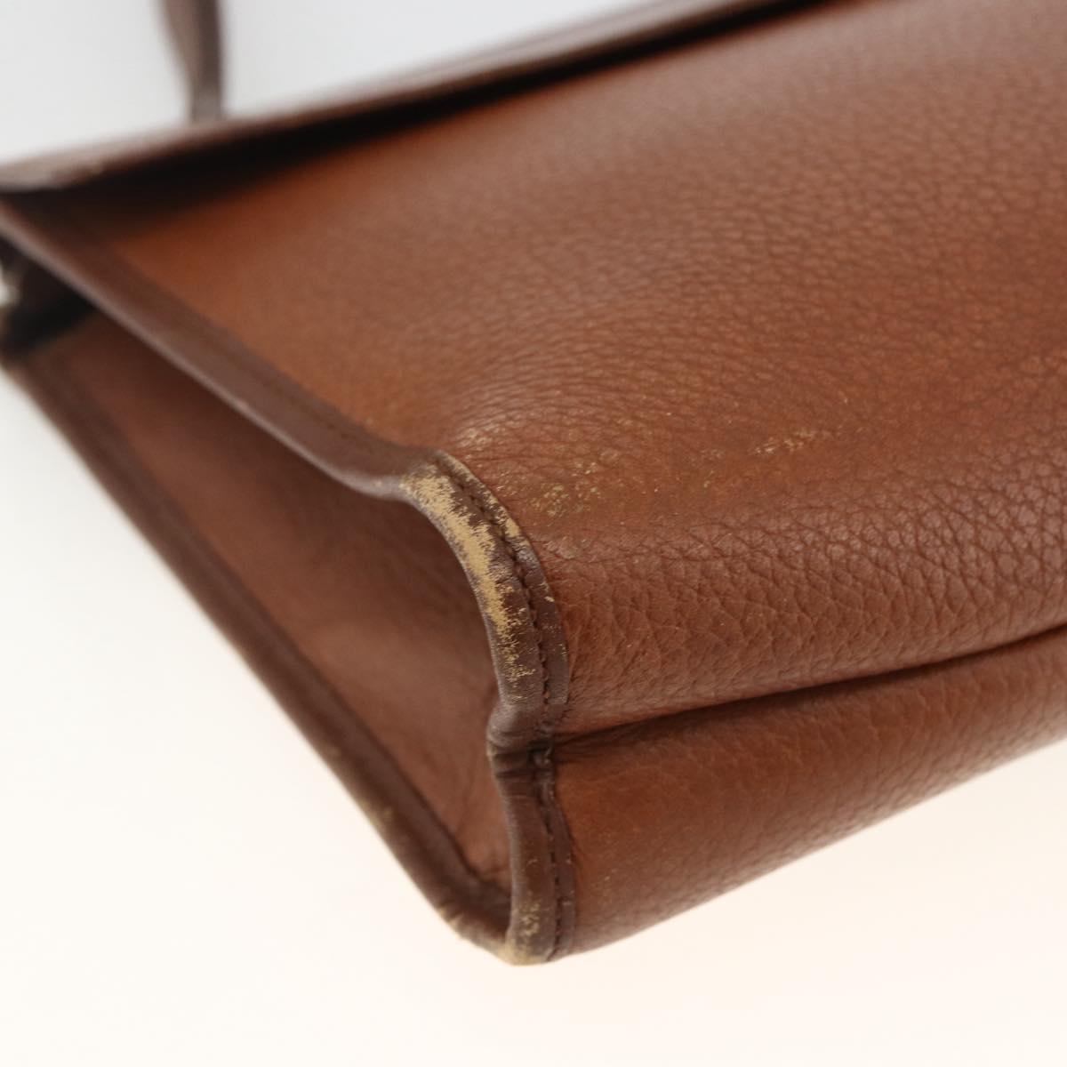 Burberrys Clutch Bag Leather Brown Auth ep13828