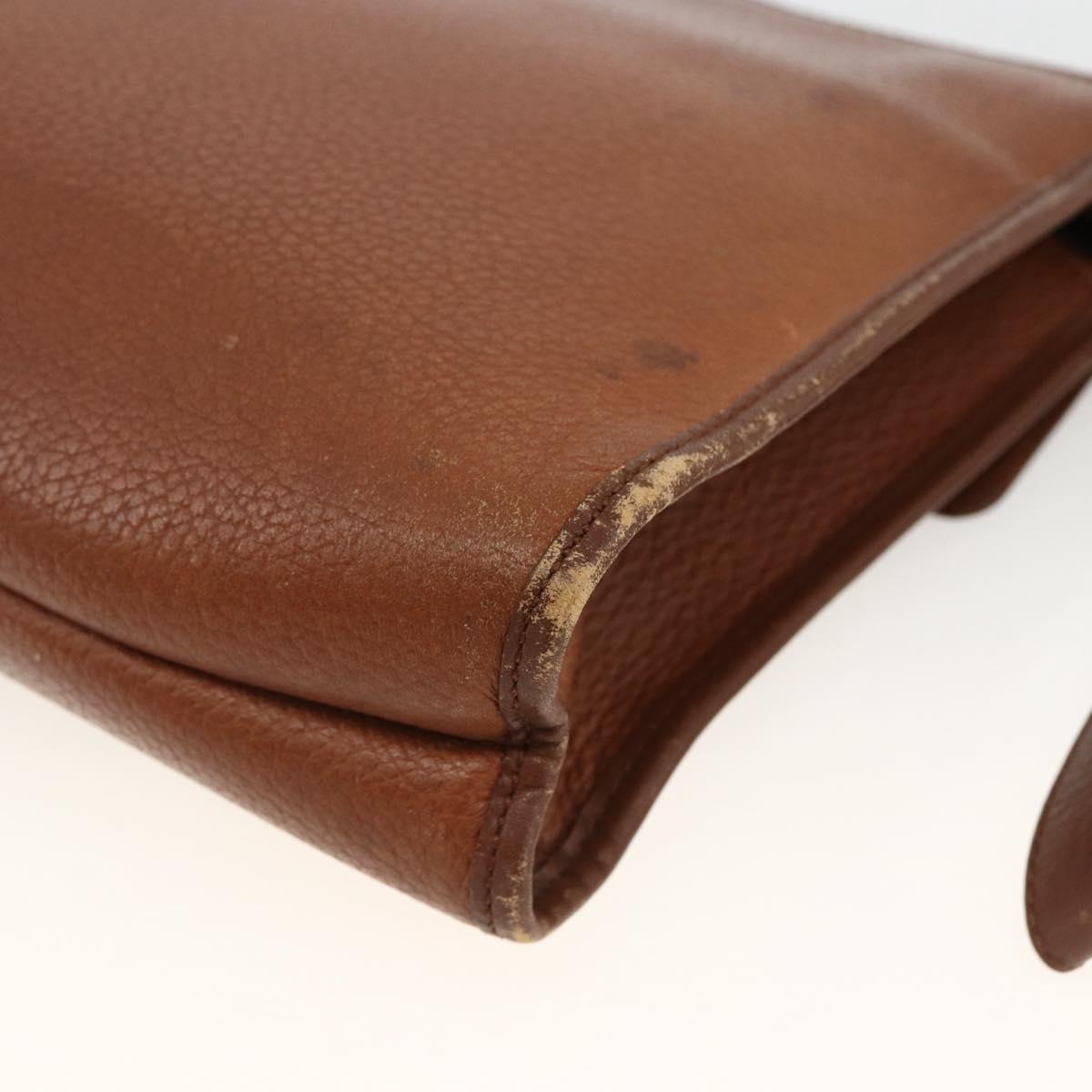 Burberrys Clutch Bag Leather Brown Auth ep13828